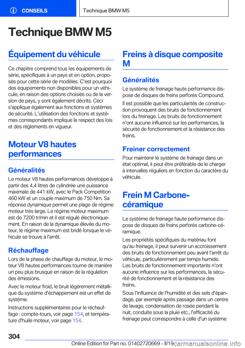 BMW M5 2019  Notices Demploi (in French) �T�e�c�h�n�i�q�u�e��B�M�W��M�5�