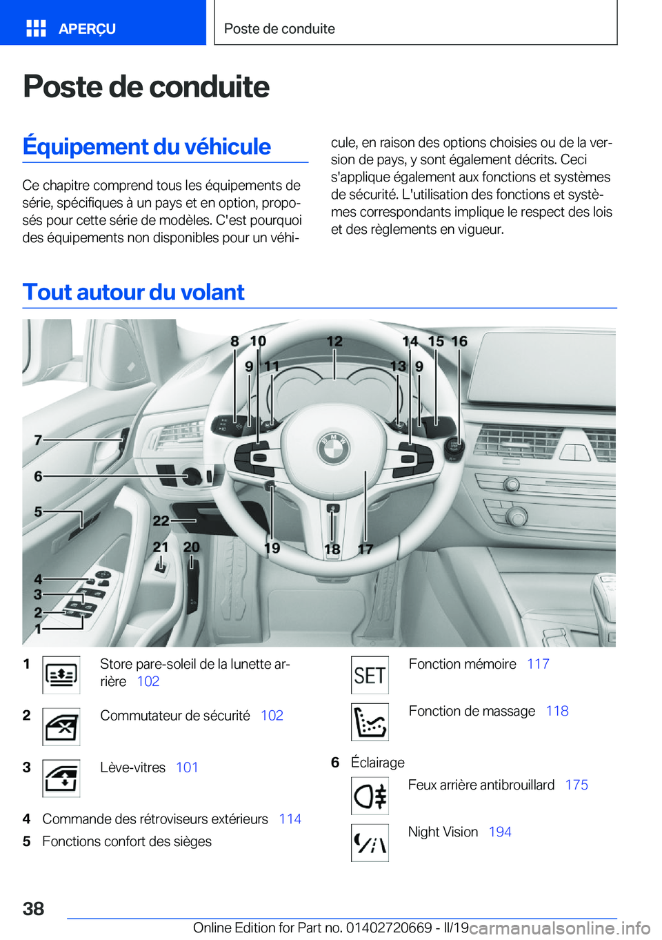 BMW M5 2019  Notices Demploi (in French) �P�o�s�t�e��d�e��c�o�n�d�u�i�t�e�