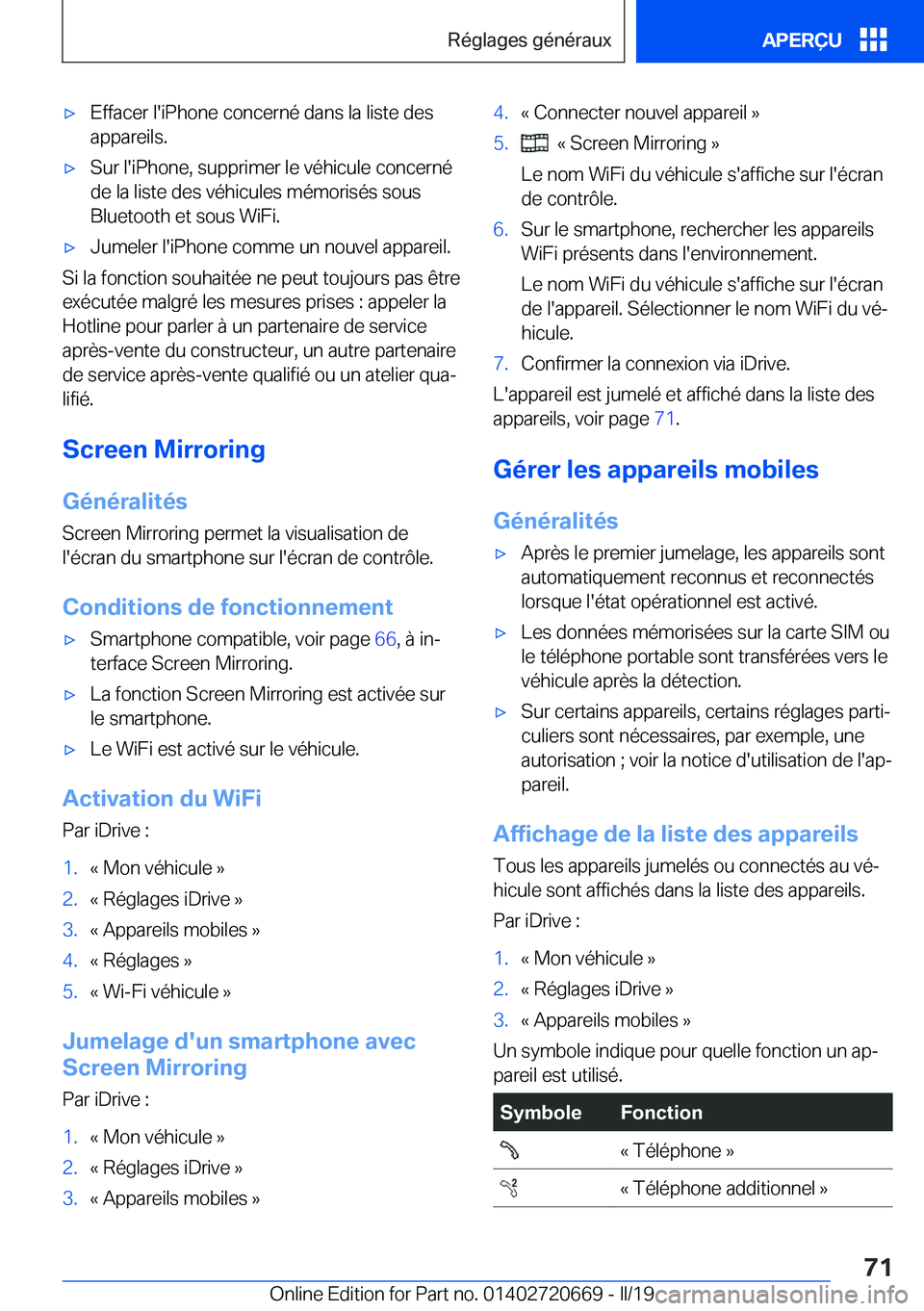 BMW M5 2019  Notices Demploi (in French) 'x�E�f�f�a�c�e�r��l�'�i�P�h�o�n�e��c�o�n�c�e�r�n�é��d�a�n�s��l�a��l�i�s�t�e��d�e�s�a�p�p�a�r�e�i�l�s�.'x�S�u�r��l�'�i�P�h�o�n�e�,��s�u�p�p�r�i�m�e�r��l�e��v�é�h�i�c�u�l�e�