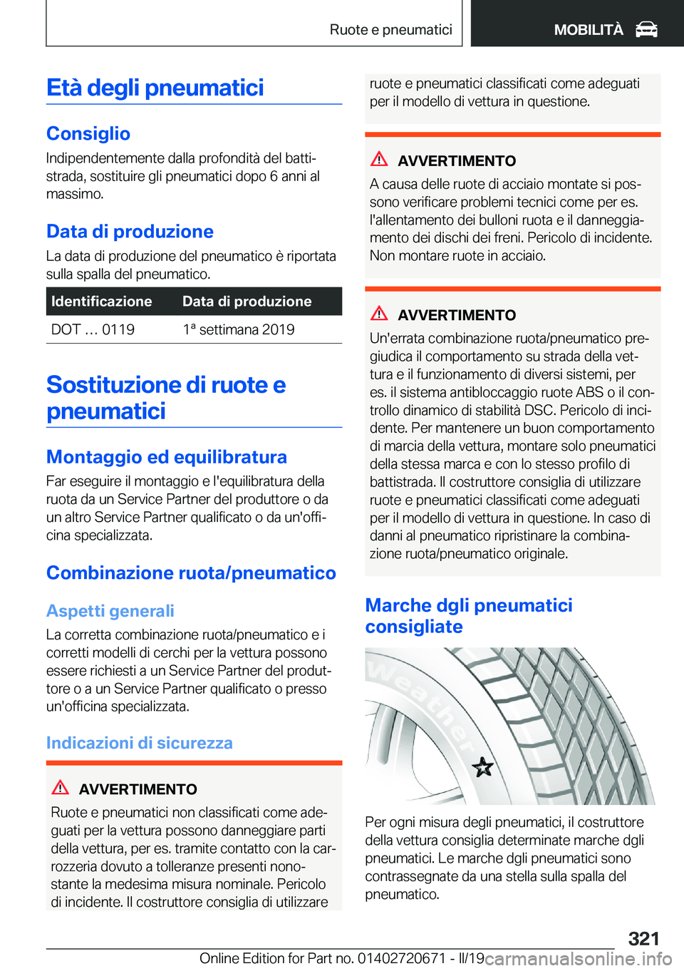BMW M5 2019  Libretti Di Uso E manutenzione (in Italian) �E�t�