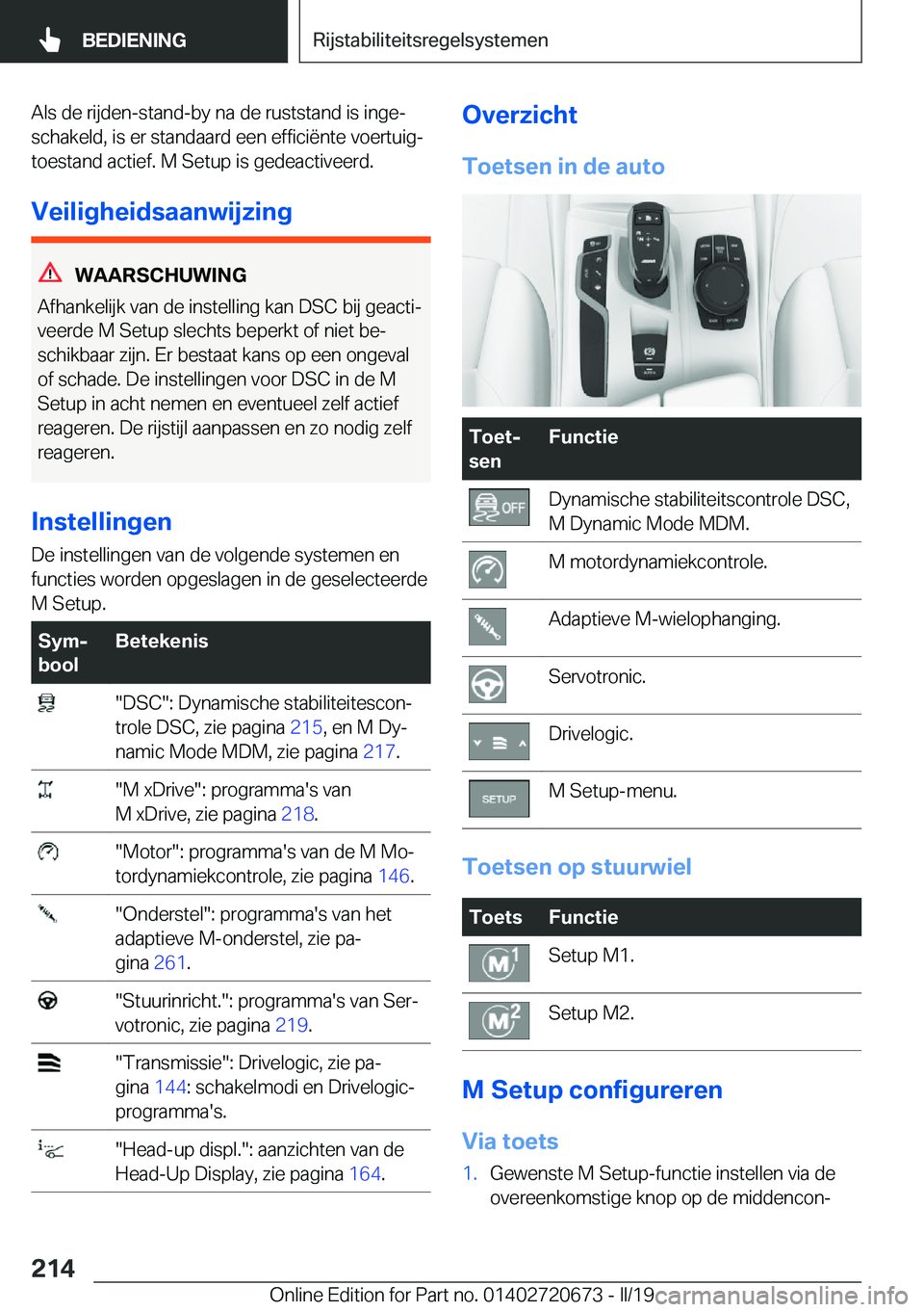BMW M5 2019  Instructieboekjes (in Dutch) �A�l�s��d�e��r�i�j�d�e�n�-�s�t�a�n�d�-�b�y��n�a��d�e��r�u�s�t�s�t�a�n�d��i�s��i�n�g�ej
�s�c�h�a�k�e�l�d�,��i�s��e�r��s�t�a�n�d�a�a�r�d��e�e�n��e�f�f�i�c�i�