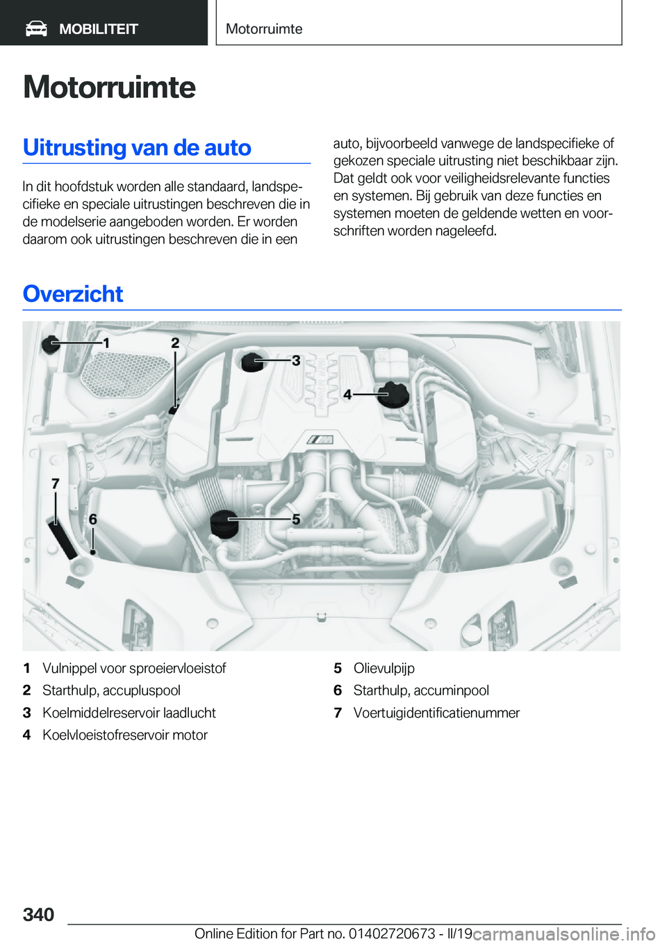 BMW M5 2019  Instructieboekjes (in Dutch) �M�o�t�o�r�r�u�i�m�t�e�U�i�t�r�u�s�t�i�n�g��v�a�n��d�e��a�u�t�o
�I�n��d�i�t��h�o�o�f�d�s�t�u�k��w�o�r�d�e�n��a�l�l�e��s�t�a�n�d�a�a�r�d�,��l�a�n�d�s�p�ej�c�i�f�i�e�k�e��e�n��s�p�e�c�i�a�l�