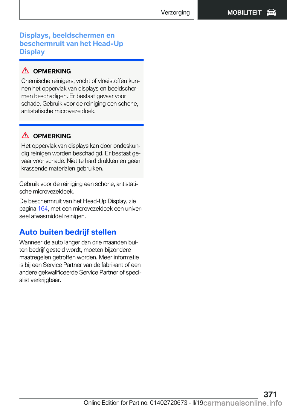 BMW M5 2019  Instructieboekjes (in Dutch) �D�i�s�p�l�a�y�s�,��b�e�e�l�d�s�c�h�e�r�m�e�n��e�n
�b�e�s�c�h�e�r�m�r�u�i�t��v�a�n��h�e�t��H�e�a�d�-�U�p
�D�i�s�p�l�a�y
�O�P�M�E�R�K�I�N�G
�C�h�e�m�i�s�c�h�e��r�e�i�n�i�g�e�r�s�,��v�o�c�h�t��o