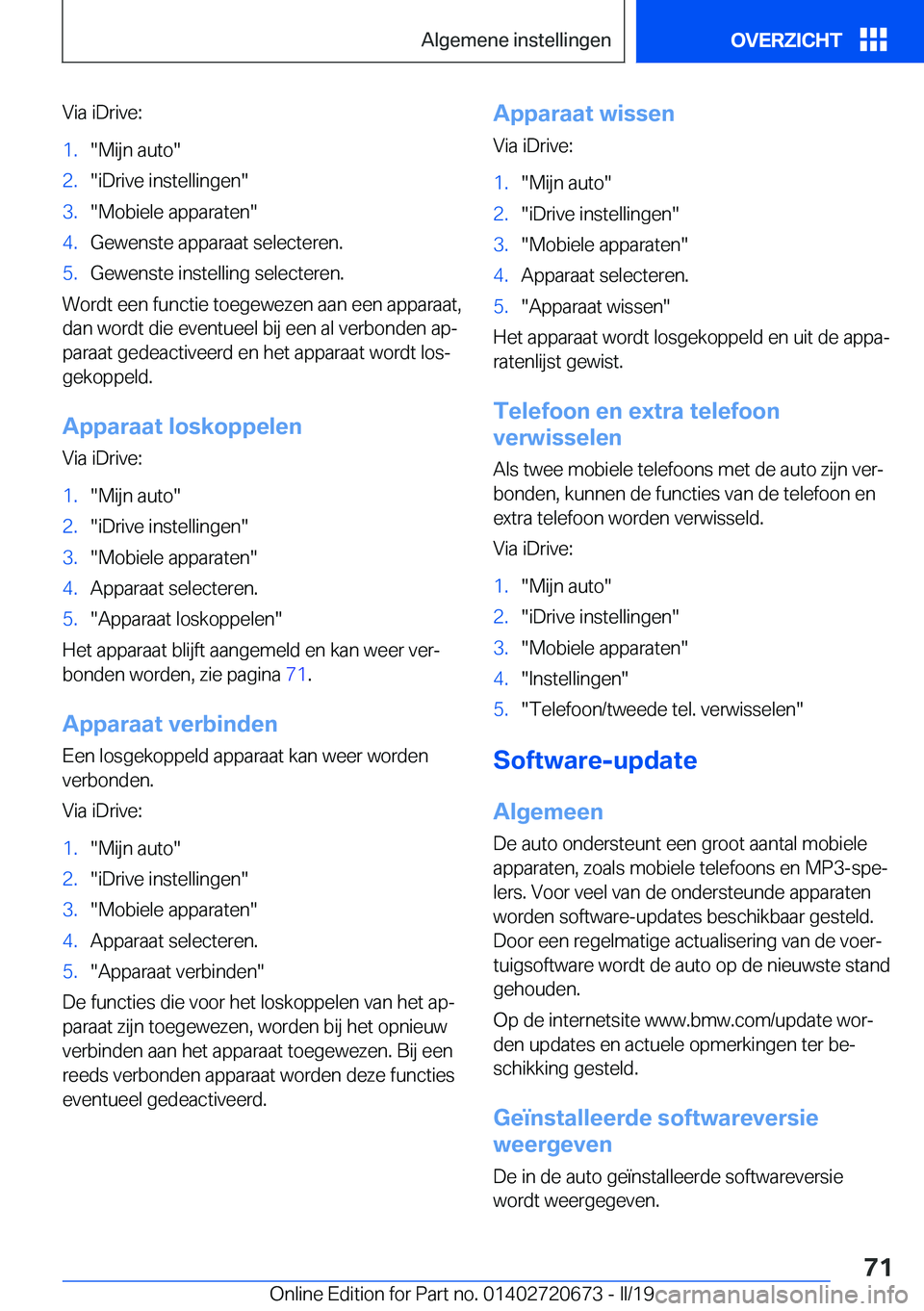 BMW M5 2019  Instructieboekjes (in Dutch) �V�i�a��i�D�r�i�v�e�:�1�.��M�i�j�n��a�u�t�o��2�.��i�D�r�i�v�e��i�n�s�t�e�l�l�i�n�g�e�n��3�.��M�o�b�i�e�l�e��a�p�p�a�r�a�t�e�n��4�.�G�e�w�e�n�s�t�e��a�p�p�a�r�a�a�t��s�e�l�e�c�t�e�r�e�n�.�5