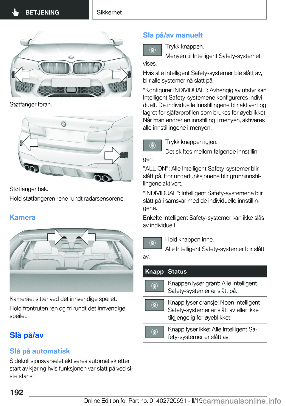 BMW M5 2019  InstruksjonsbØker (in Norwegian) �S�t�