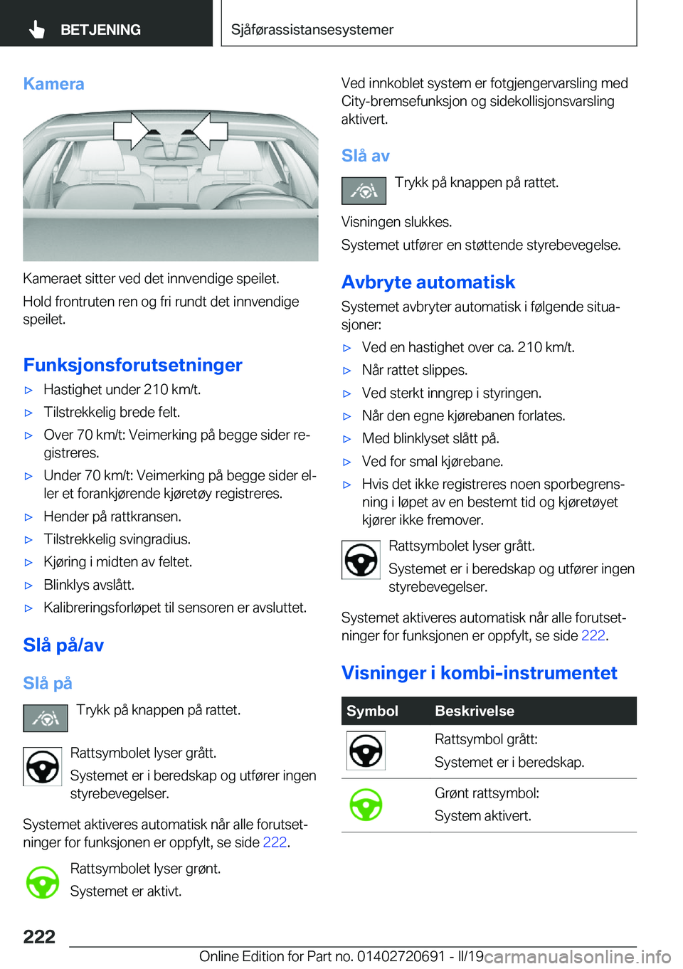BMW M5 2019  InstruksjonsbØker (in Norwegian) �K�a�m�e�r�a
�K�a�m�e�r�a�e�t��s�i�t�t�e�r��v�e�d��d�e�t��i�n�n�v�e�n�d�i�g�e��s�p�e�i�l�e�t�.�H�o�l�d��f�r�o�n�t�r�u�t�e�n��r�e�n��o�g��f�r�i��r�u�n�d�t��d�e�t��i�n�n�v�e�n�d�i�g�e
�s�p�e