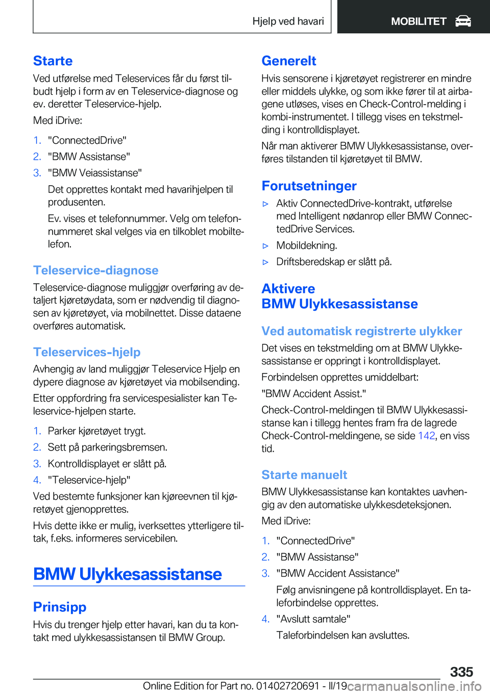 BMW M5 2019  InstruksjonsbØker (in Norwegian) �S�t�a�r�t�e�V�e�d��u�t�f�
