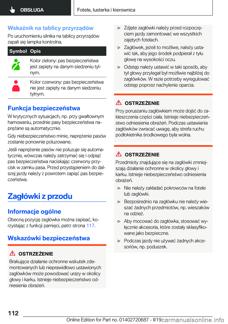 BMW M5 2019  Instrukcja obsługi (in Polish) �W�s�k�a7�n�i�k��n�a��t�a�b�l�i�c�y��p�r�z�y�r�z�ą�d�