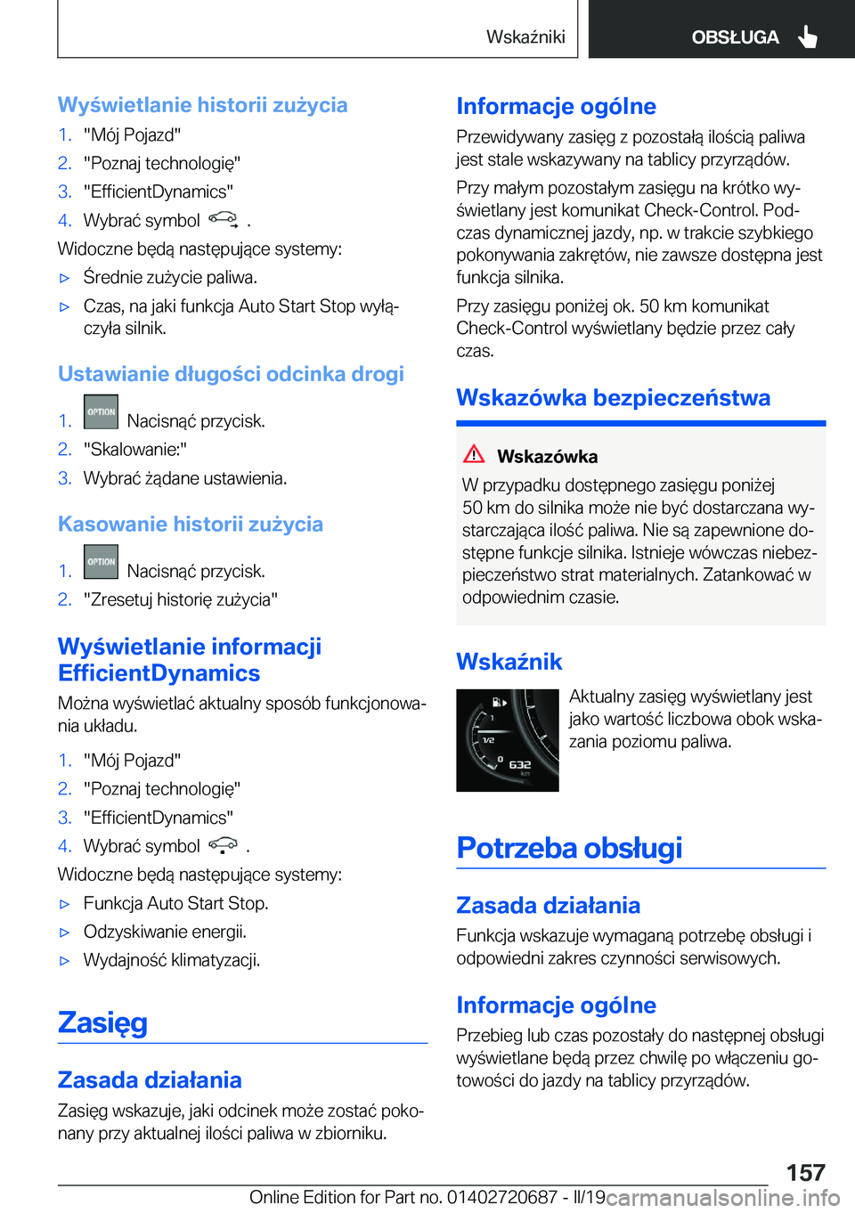 BMW M5 2019  Instrukcja obsługi (in Polish) �W�y�w�i�e�t�l�a�n�i�e��h�i�s�t�o�r�i�i��z�u9�y�c�i�a�1�.��M�