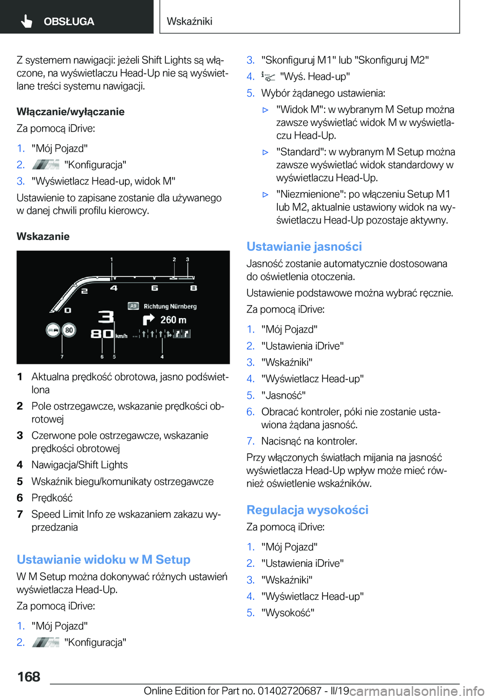 BMW M5 2019  Instrukcja obsługi (in Polish) �Z��s�y�s�t�e�m�e�m��n�a�w�i�g�a�c�j�i�:��j�e9�e�l�i��S�h�i�f�t��L�i�g�h�t�s��s�