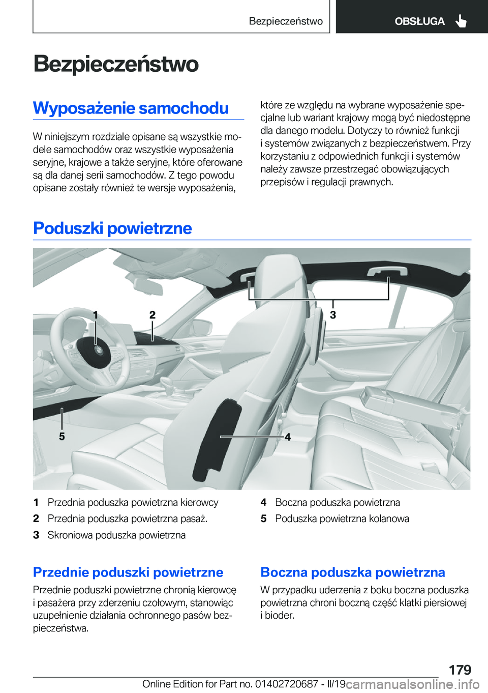 BMW M5 2019  Instrukcja obsługi (in Polish) �B�e�z�p�i�e�c�z�e�
