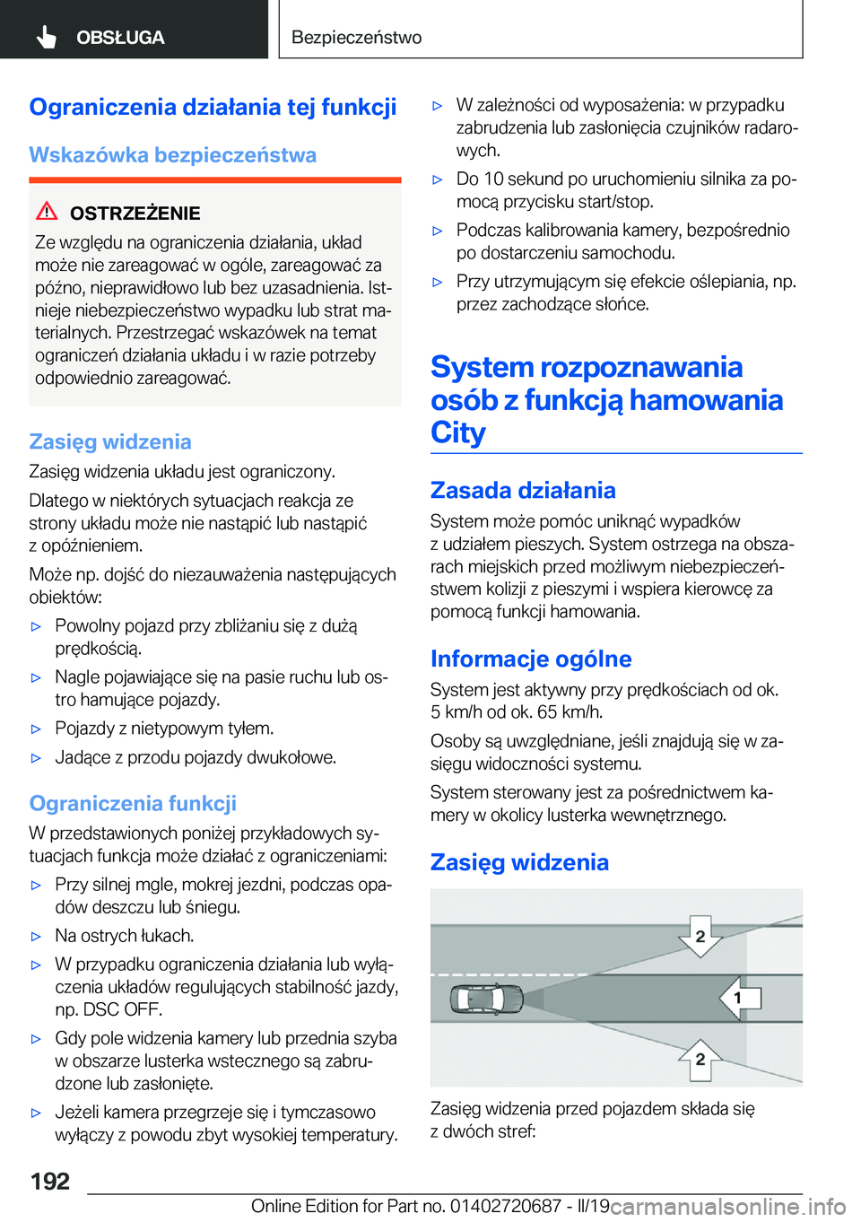 BMW M5 2019  Instrukcja obsługi (in Polish) �O�g�r�a�n�i�c�z�e�n�i�a��d�z�i�a�ł�a�n�i�a��t�e�j��f�u�n�k�c�j�i�W�s�k�a�z�