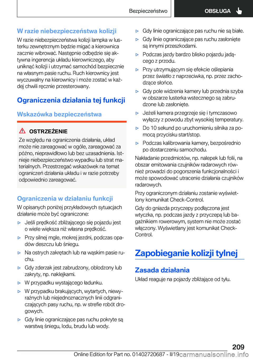 BMW M5 2019  Instrukcja obsługi (in Polish) �W��r�a�z�i�e��n�i�e�b�e�z�p�i�e�c�z�e�