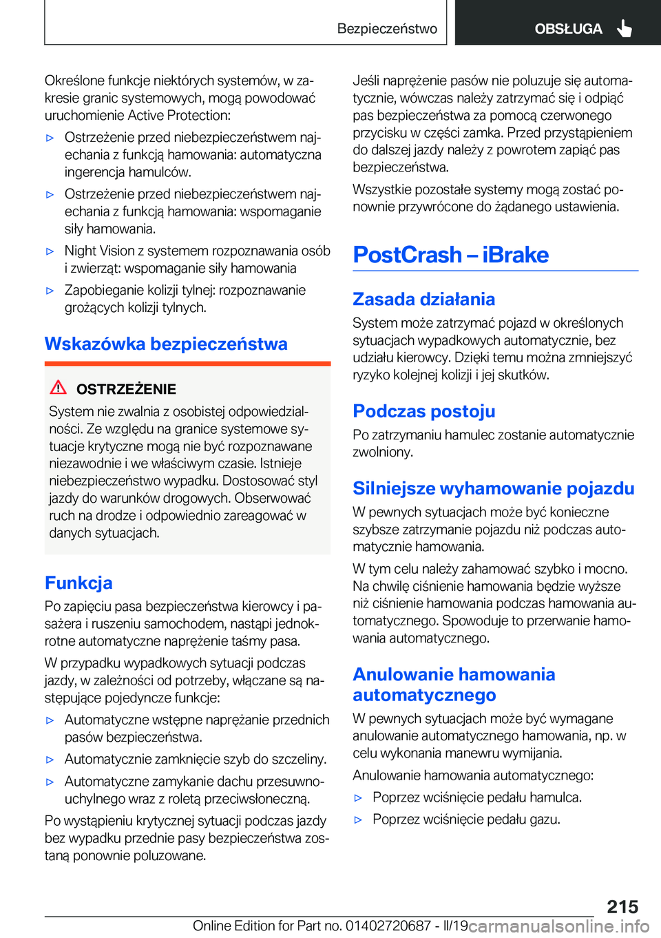 BMW M5 2019  Instrukcja obsługi (in Polish) �O�k�r�e�l�o�n�e��f�u�n�k�c�j�e��n�i�e�k�t�