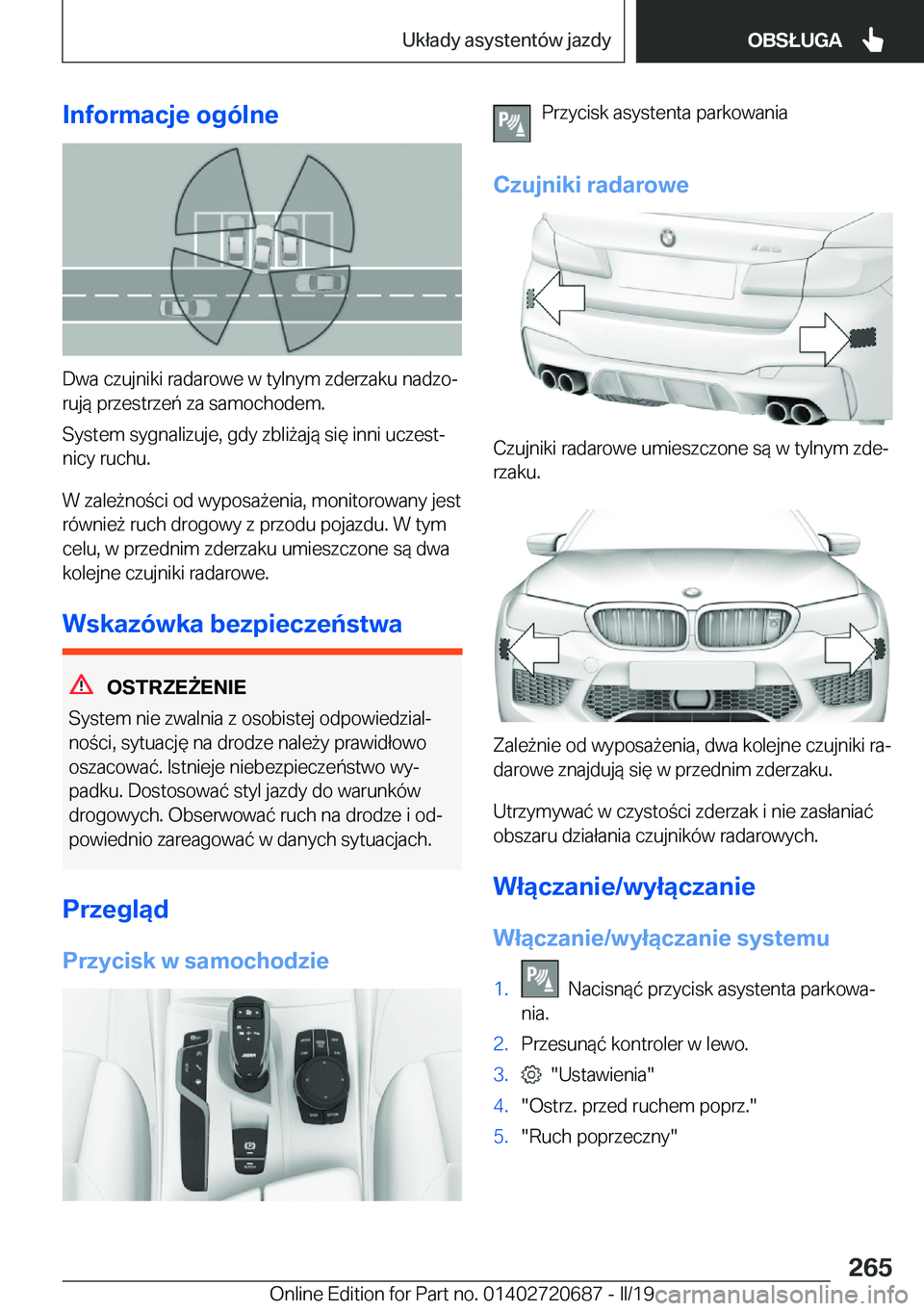 BMW M5 2019  Instrukcja obsługi (in Polish) �I�n�f�o�r�m�a�c�j�e��o�g�
