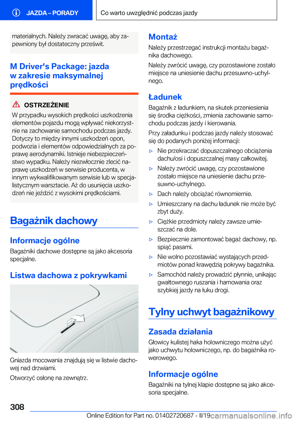 BMW M5 2019  Instrukcja obsługi (in Polish) �m�a�t�e�r�i�a�l�n�y�c�h�.��N�a�l�e9�y��z�w�r�a�c�a�