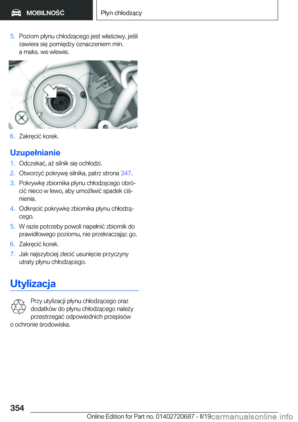 BMW M5 2019  Instrukcja obsługi (in Polish) �5�.�P�o�z�i�o�m��p�ł�y�n�u��c�h�ł�o�d�z�