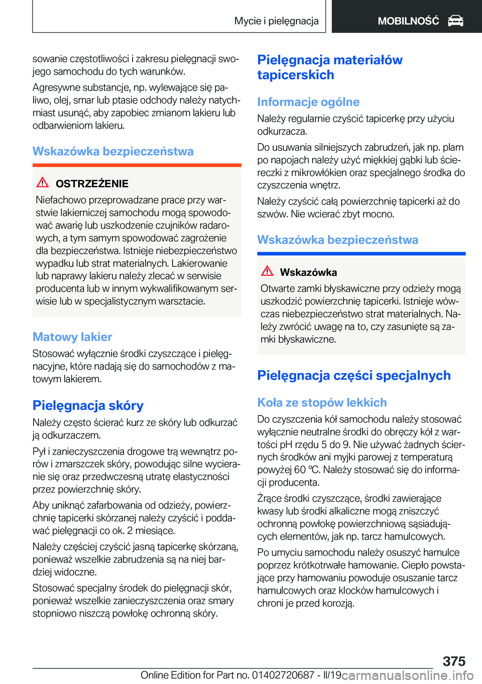 BMW M5 2019  Instrukcja obsługi (in Polish) �s�o�w�a�n�i�e��c�z�