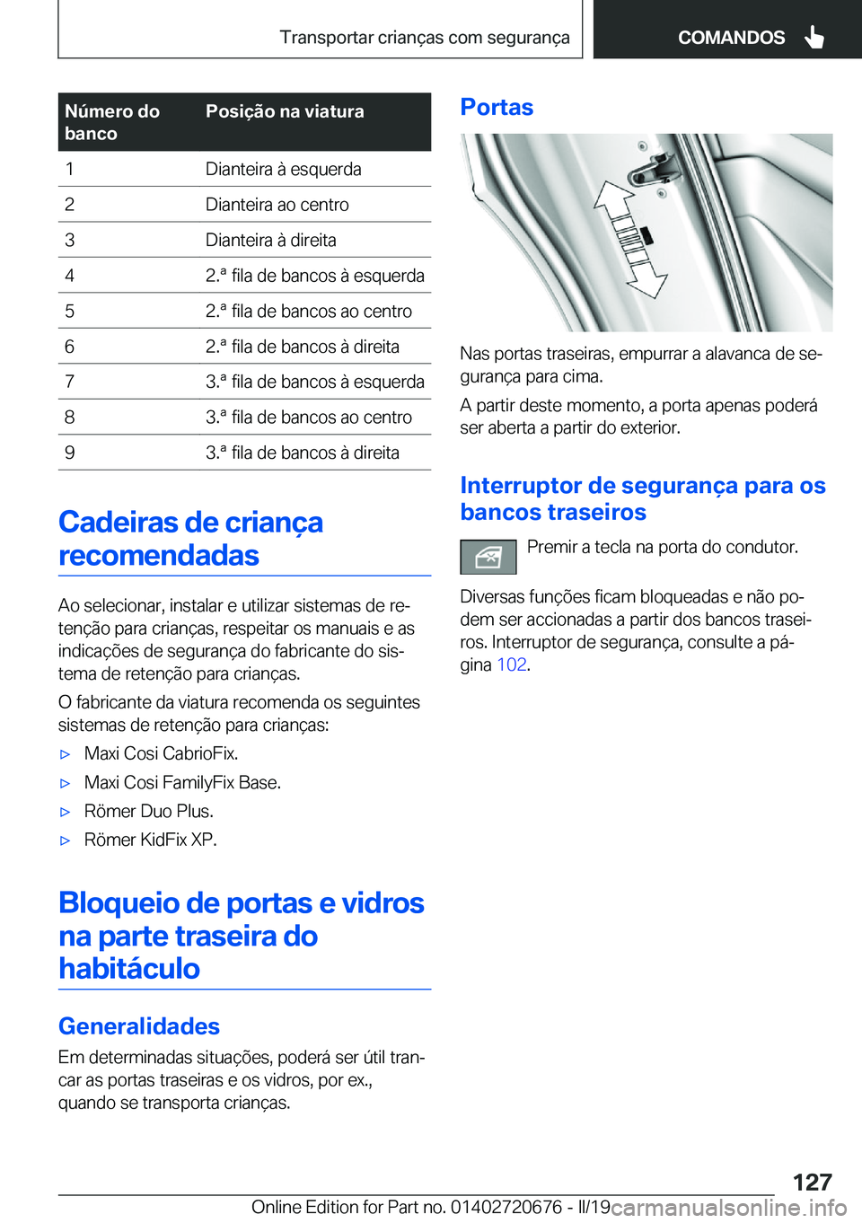 BMW M5 2019  Manual do condutor (in Portuguese) �N�