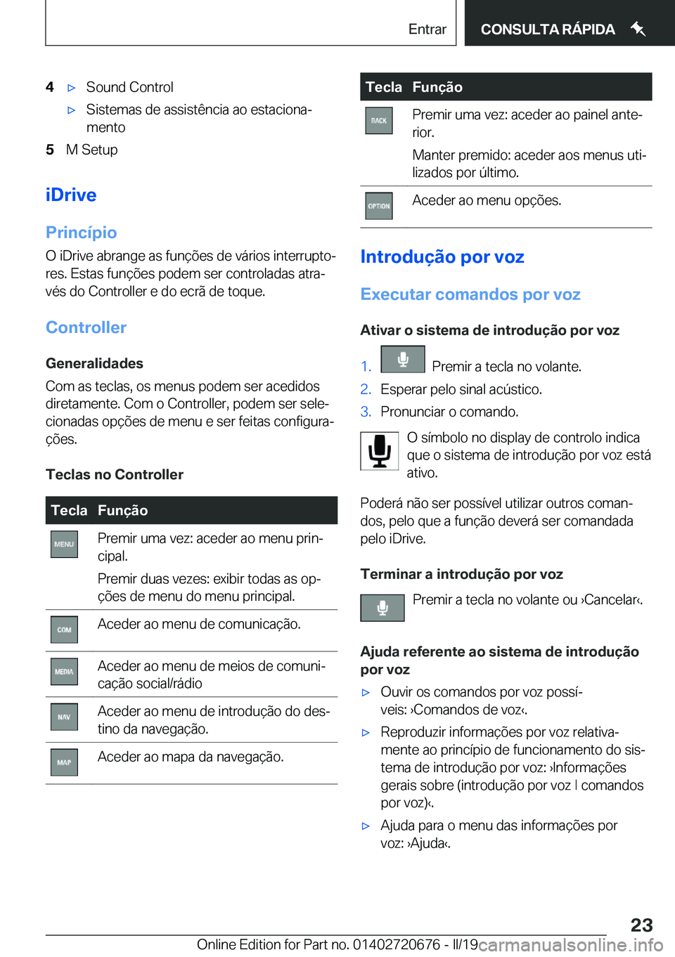 BMW M5 2019  Manual do condutor (in Portuguese) �4'x�S�o�u�n�d��C�o�n�t�r�o�l'x�S�i�s�t�e�m�a�s��d�e��a�s�s�i�s�t�ê�n�c�i�a��a�o��e�s�t�a�c�i�o�n�aª
�m�e�n�t�o�5�M��S�e�t�u�p
�i�D�r�i�v�e
�P�r�i�n�c�