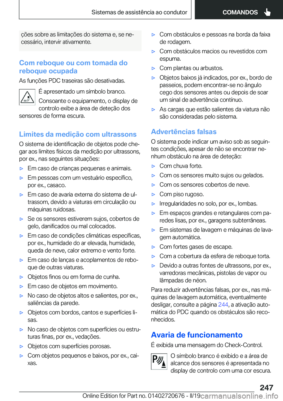 BMW M5 2019  Manual do condutor (in Portuguese) �