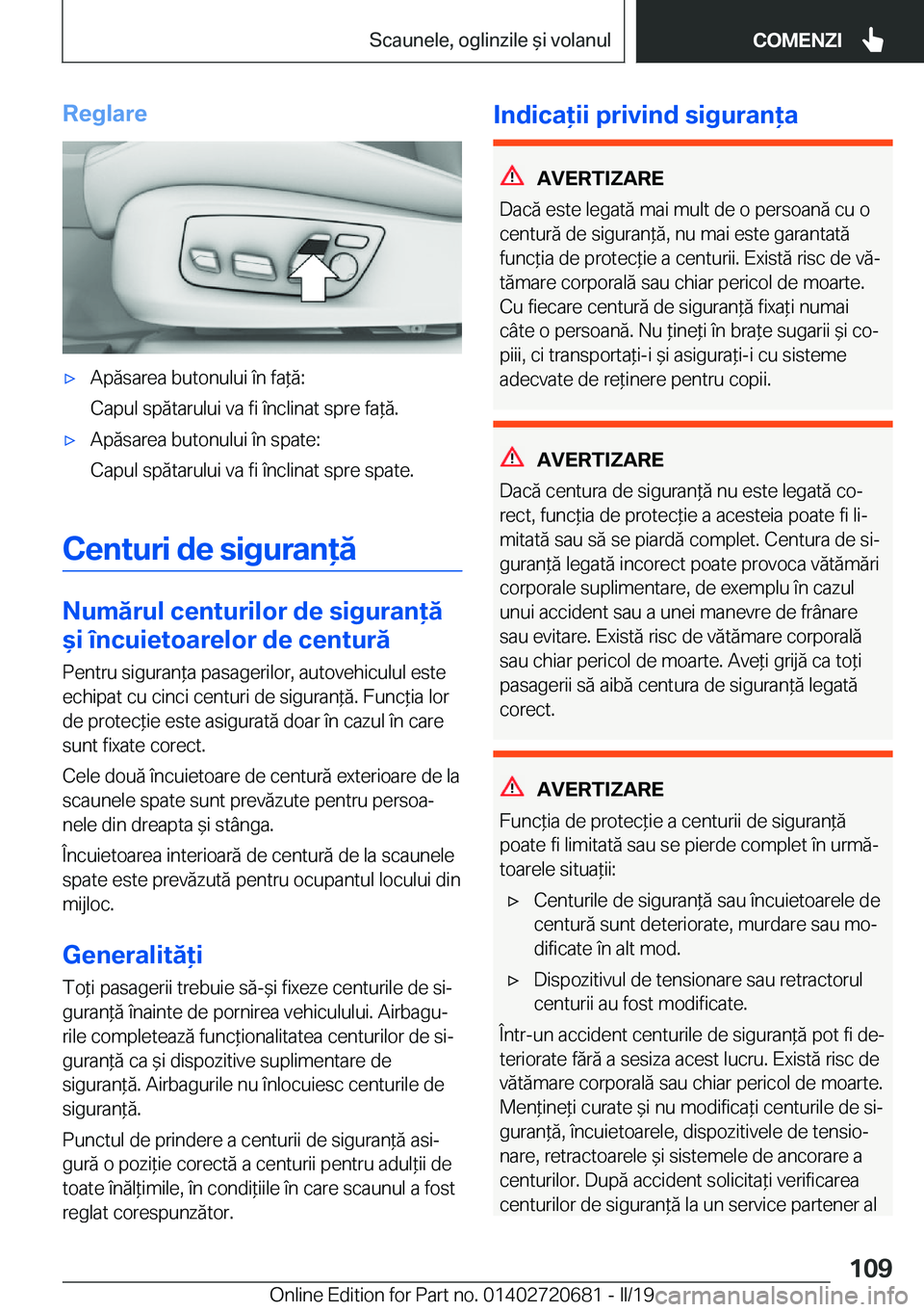 BMW M5 2019  Ghiduri De Utilizare (in Romanian) �R�e�g�l�a�r�e'x�A�p�