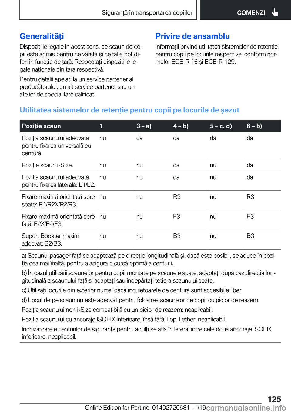 BMW M5 2019  Ghiduri De Utilizare (in Romanian) �G�e�n�e�r�a�l�i�t�ă�i�D�i�s�p�o�z�i*�i�i�l�e��l�e�g�a�l�e��