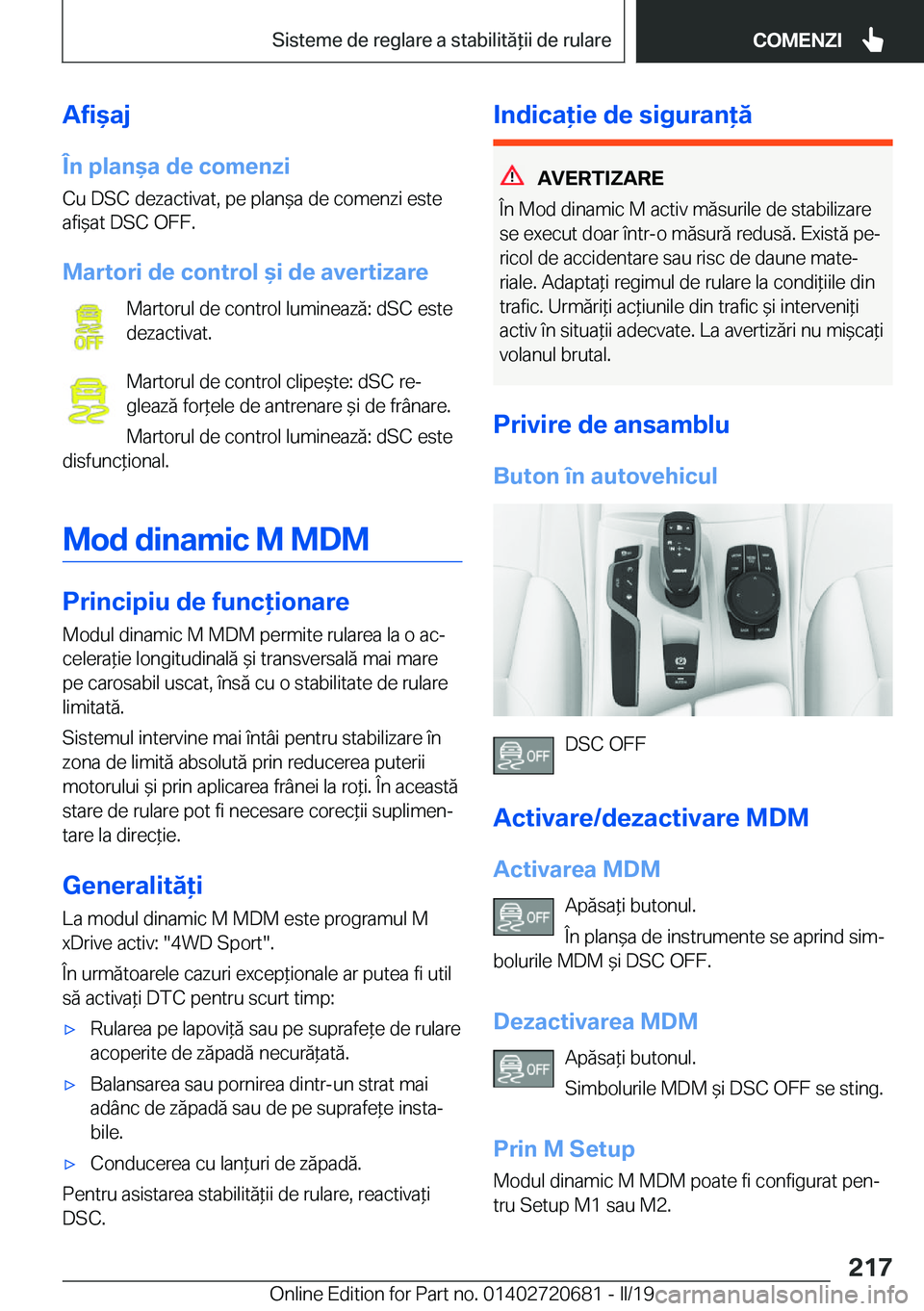 BMW M5 2019  Ghiduri De Utilizare (in Romanian) �A�f�i&�a�j�