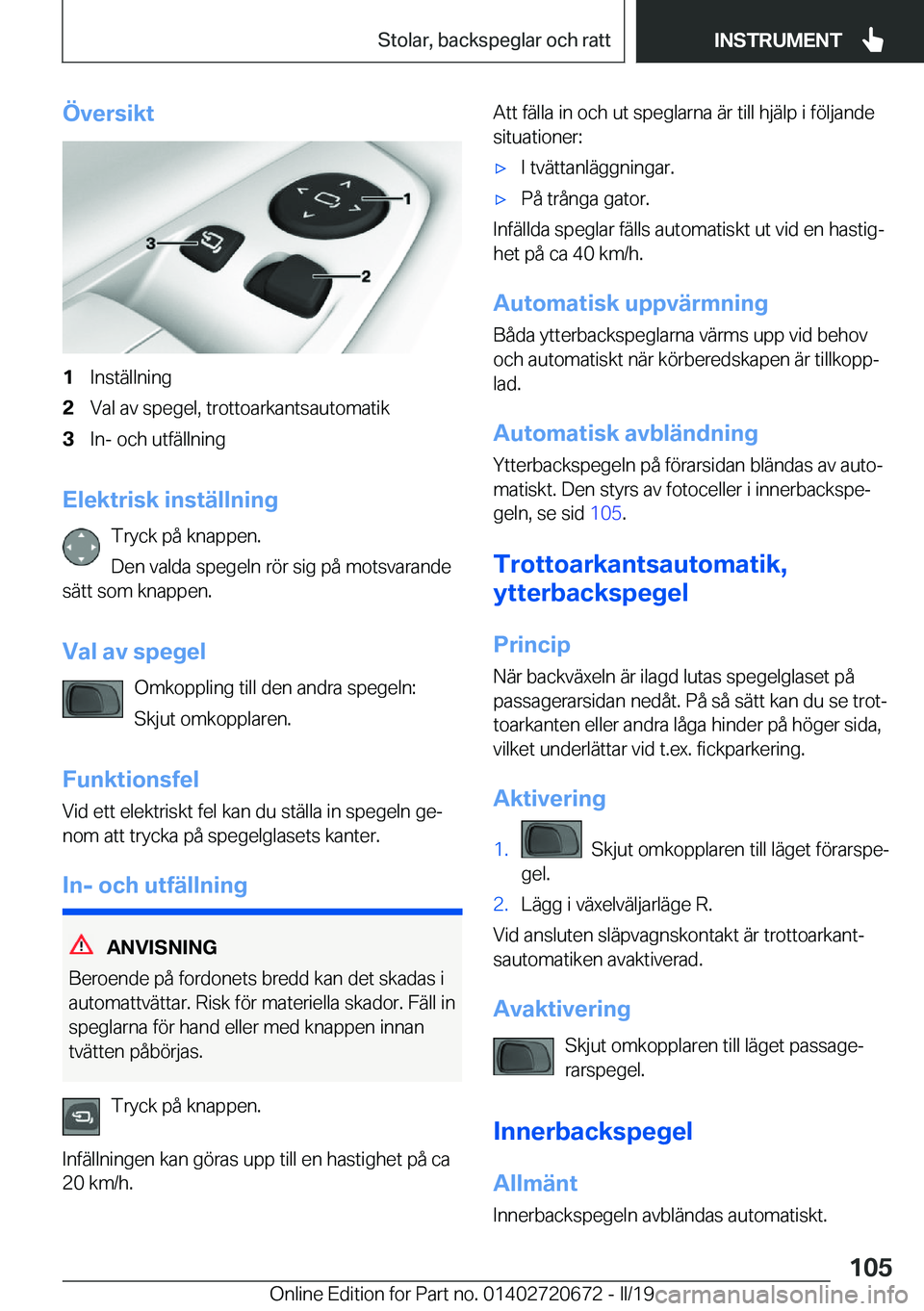 BMW M5 2019  InstruktionsbÖcker (in Swedish) �