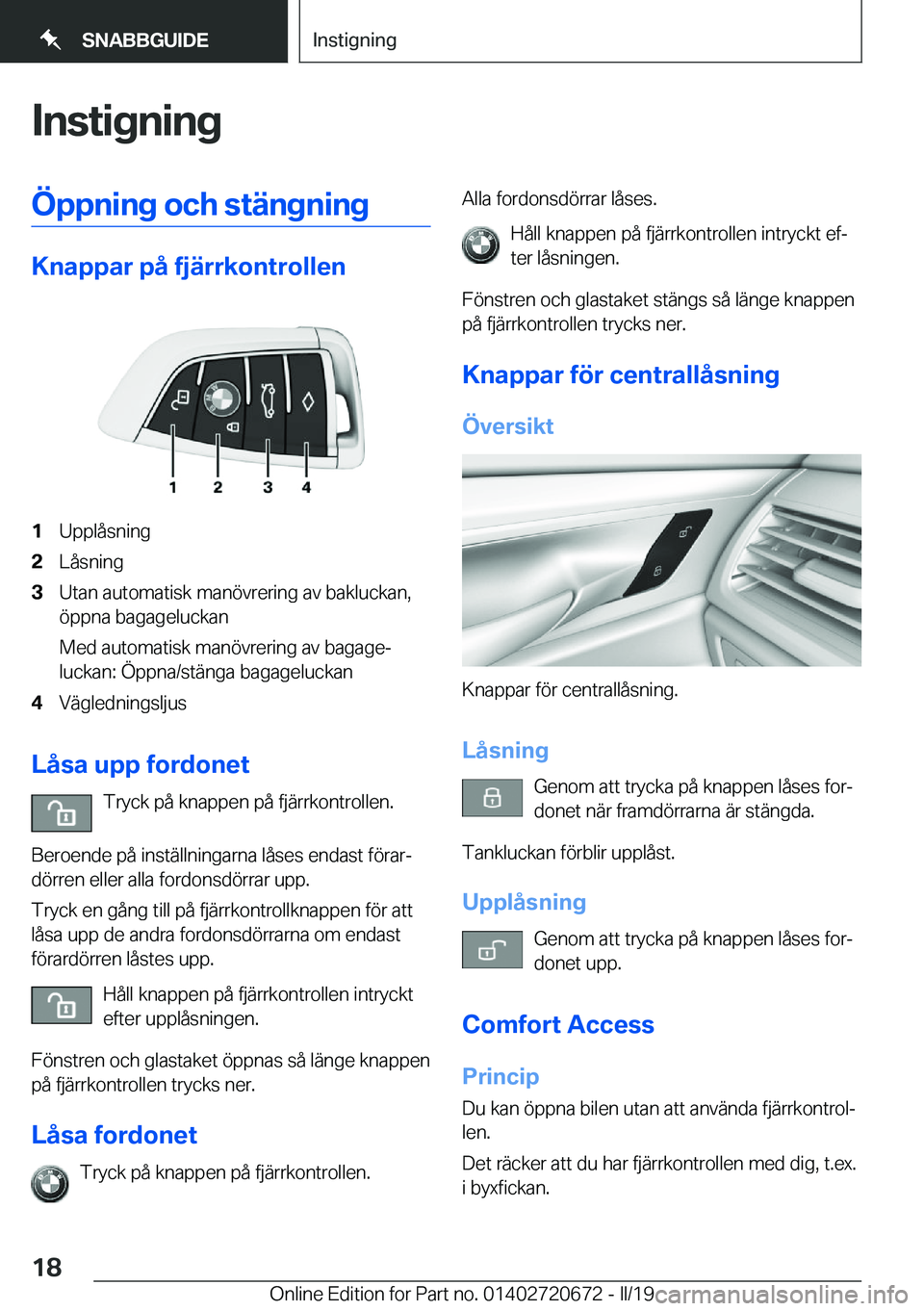 BMW M5 2019  InstruktionsbÖcker (in Swedish) �I�n�s�t�i�g�n�i�n�g�