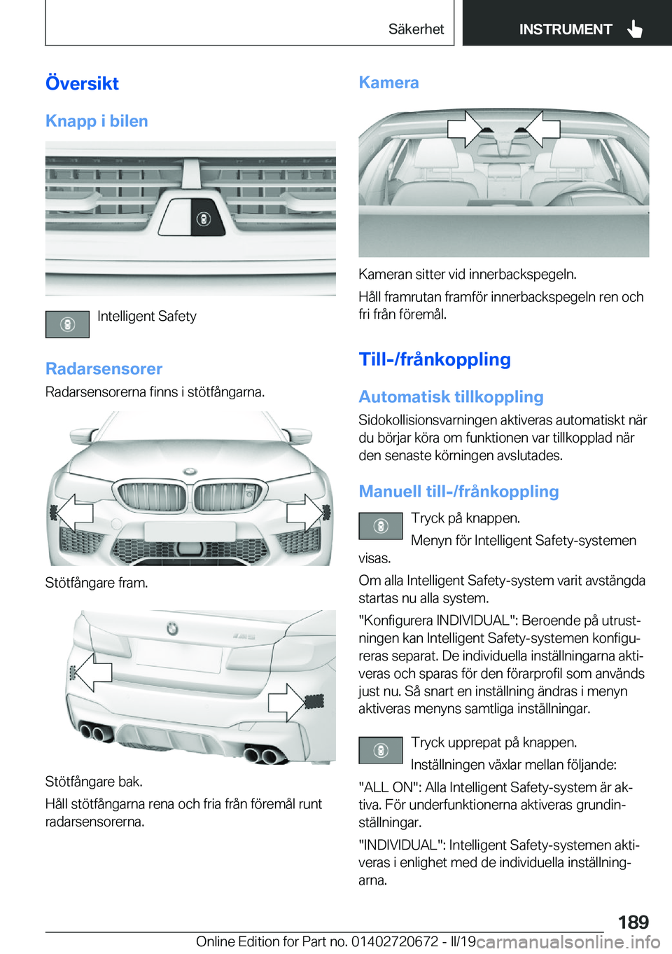 BMW M5 2019  InstruktionsbÖcker (in Swedish) �