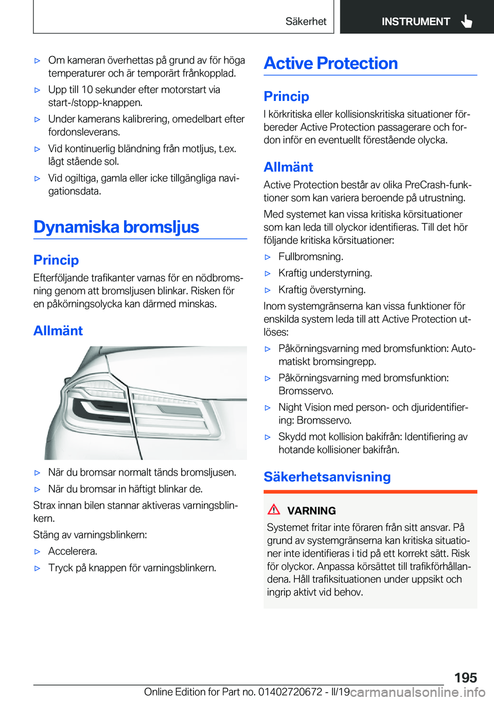 BMW M5 2019  InstruktionsbÖcker (in Swedish) 'x�O�m��k�a�m�e�r�a�n��