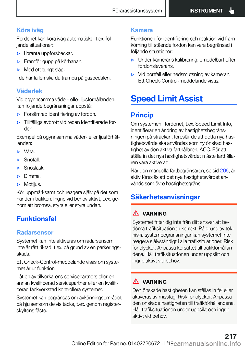 BMW M5 2019  InstruktionsbÖcker (in Swedish) �K�