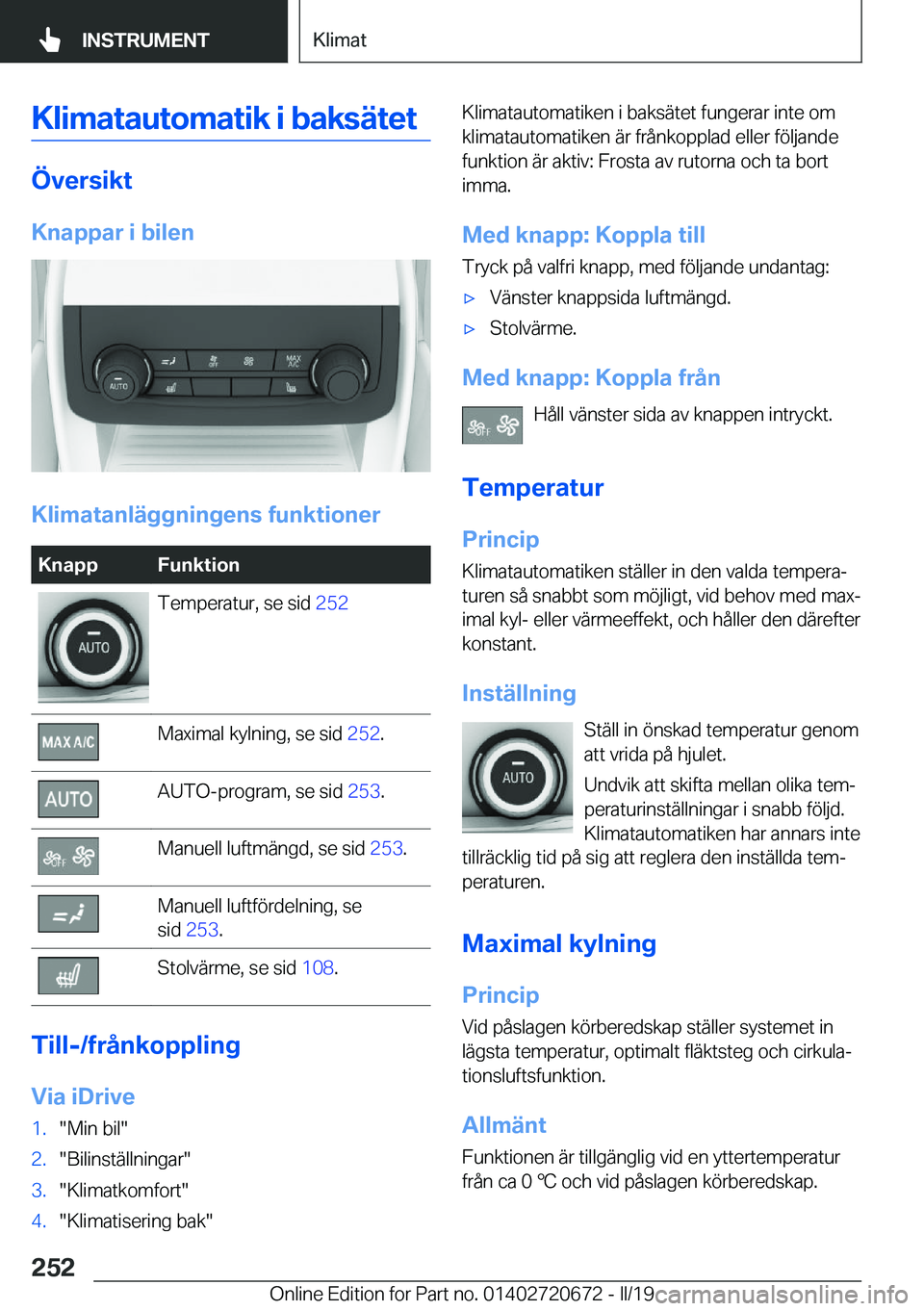BMW M5 2019  InstruktionsbÖcker (in Swedish) �K�l�i�m�a�t�a�u�t�o�m�a�t�i�k��i��b�a�k�s�ä�t�e�t
�
