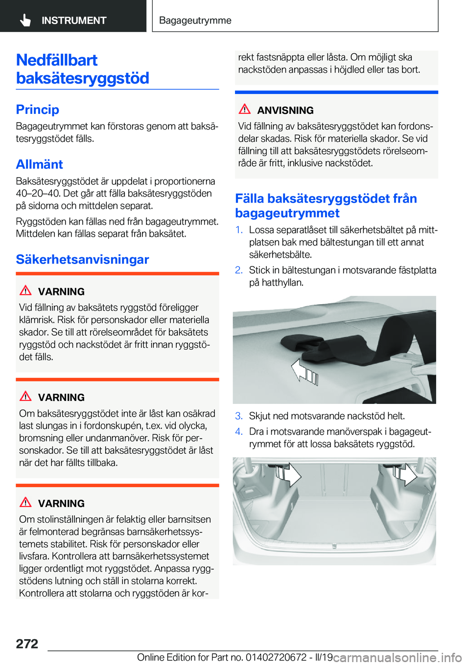 BMW M5 2019  InstruktionsbÖcker (in Swedish) �N�e�d�f�ä�l�l�b�a�r�t�b�a�k�s�ä�t�e�s�r�y�g�g�s�t�