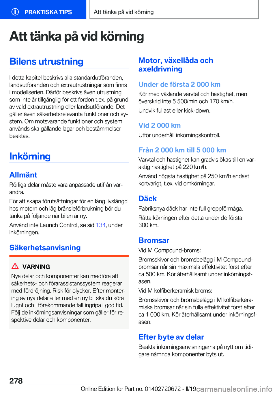 BMW M5 2019  InstruktionsbÖcker (in Swedish) �A�t�t��t�ä�n�k�a��p�å��v�i�d��k�