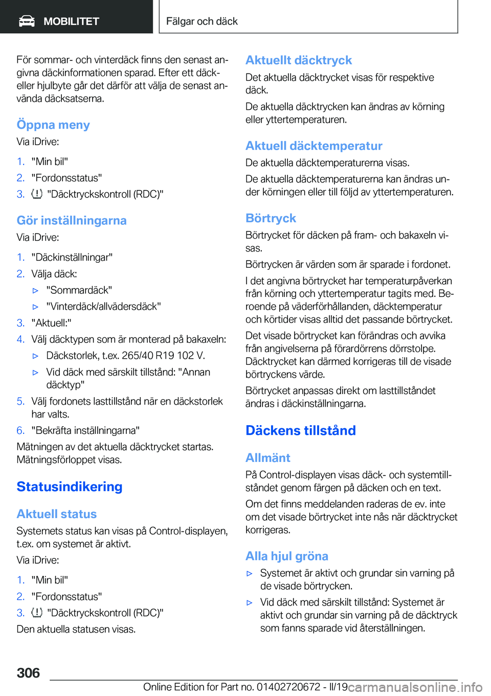 BMW M5 2019  InstruktionsbÖcker (in Swedish) �F�