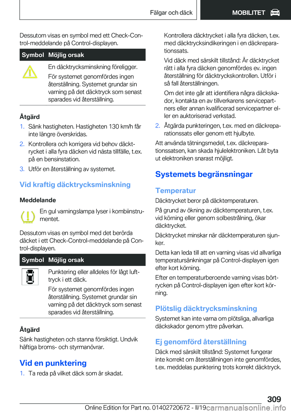 BMW M5 2019  InstruktionsbÖcker (in Swedish) �D�e�s�s�u�t�o�m��v�i�s�a�s��e�n��s�y�m�b�o�l��m�e�d��e�t�t��C�h�e�c�k�-�C�o�nj
�t�r�o�l�-�m�e�d�d�e�l�a�n�d�e��p�å��C�o�n�t�r�o�l�-�d�i�s�p�l�a�y�e�n�.�S�y�m�b�o�l�M�