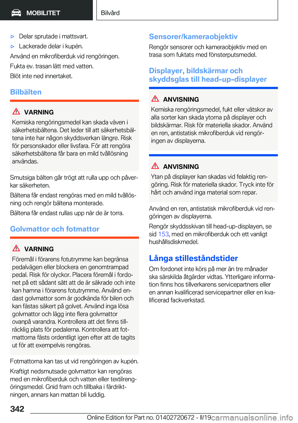 BMW M5 2019  InstruktionsbÖcker (in Swedish) 'x�D�e�l�a�r��s�p�r�u�t�a�d�e��i��m�a�t�t�s�v�a�r�t�.'x�L�a�c�k�e�r�a�d�e��d�e�l�a�r��i��k�u�p�