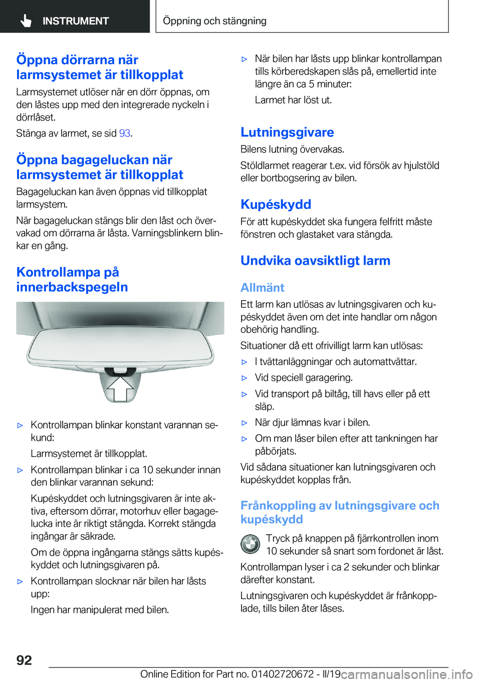BMW M5 2019  InstruktionsbÖcker (in Swedish) �