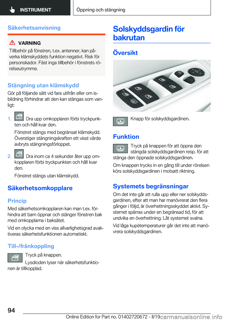 BMW M5 2019  InstruktionsbÖcker (in Swedish) �S�ä�k�e�r�h�e�t�s�a�n�v�i�s�n�i�n�g
�V�A�R�N�I�N�G
�T�i�l�l�b�e�h�