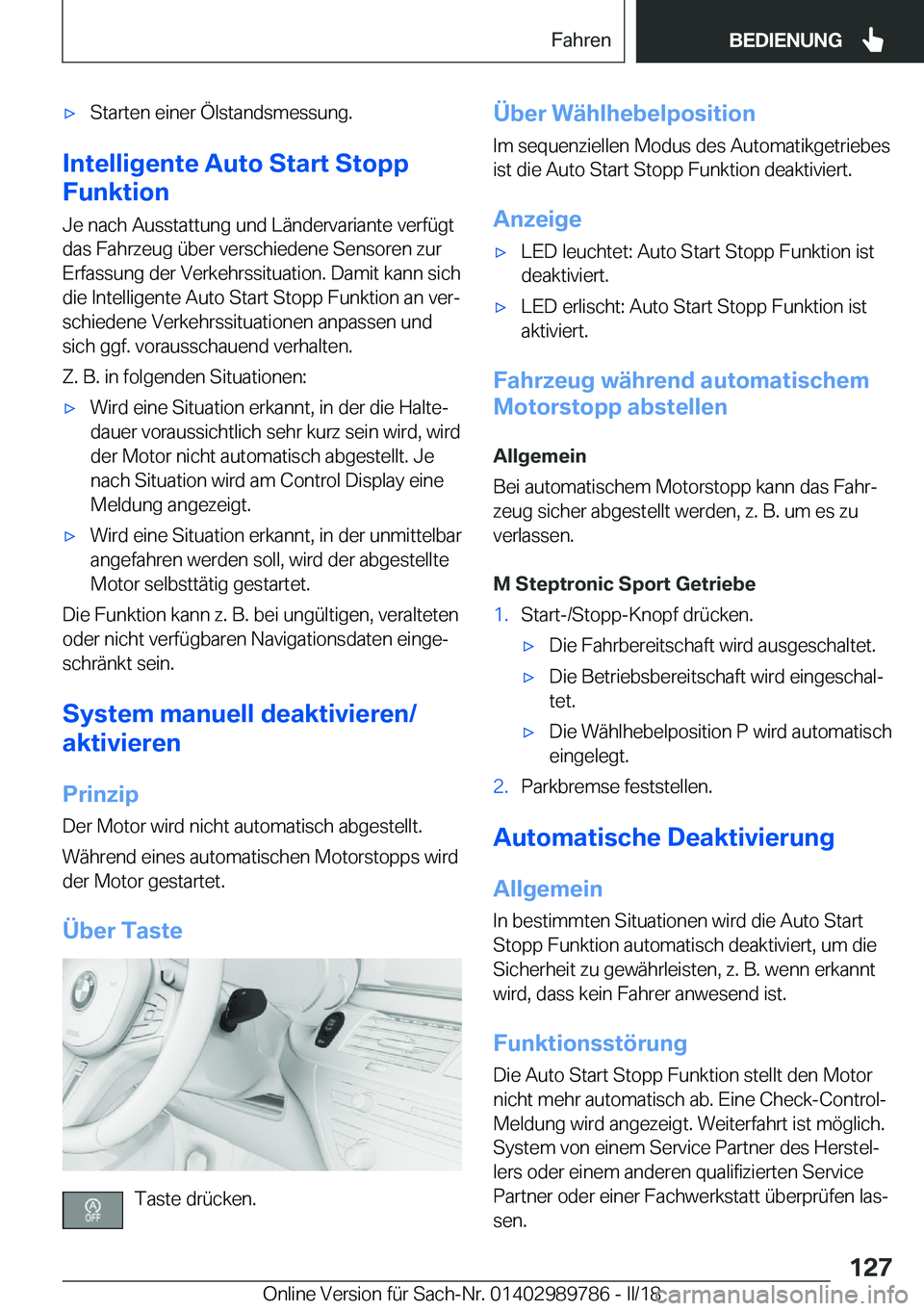 BMW M5 2018  Betriebsanleitungen (in German) 'x�S�t�a�r�t�e�n� �e�i�n�e�r� �