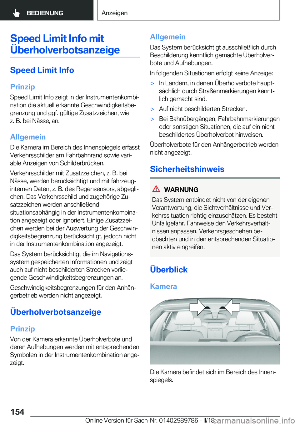 BMW M5 2018  Betriebsanleitungen (in German) �S�p�e�e�d��L�i�m�i�t��I�n�f�o��m�i�t�