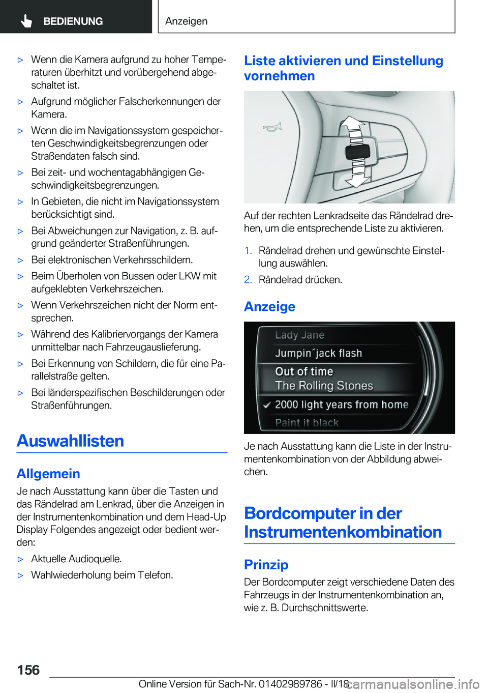 BMW M5 2018  Betriebsanleitungen (in German) 'x�W�e�n�n� �d�i�e� �K�a�m�e�r�a� �a�u�f�g�r�u�n�d� �z�u� �h�o�h�e�r� �T�e�m�p�ej
�r�a�t�u�r�e�n� �ü�b�e�r�h�i�t�z�t� �u�n�d� �v�o�r�ü�b�e�r�g�e�h�e�n�d� �a�b�g�ej
�s�c�h�a�l�t�e�t� �i�s�t�.&#