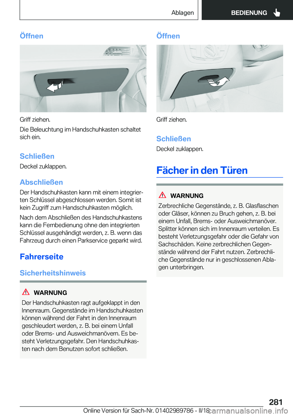 BMW M5 2018  Betriebsanleitungen (in German) �