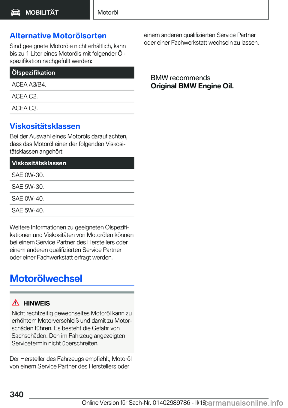 BMW M5 2018  Betriebsanleitungen (in German) �A�l�t�e�r�n�a�t�i�v�e��M�o�t�o�r�