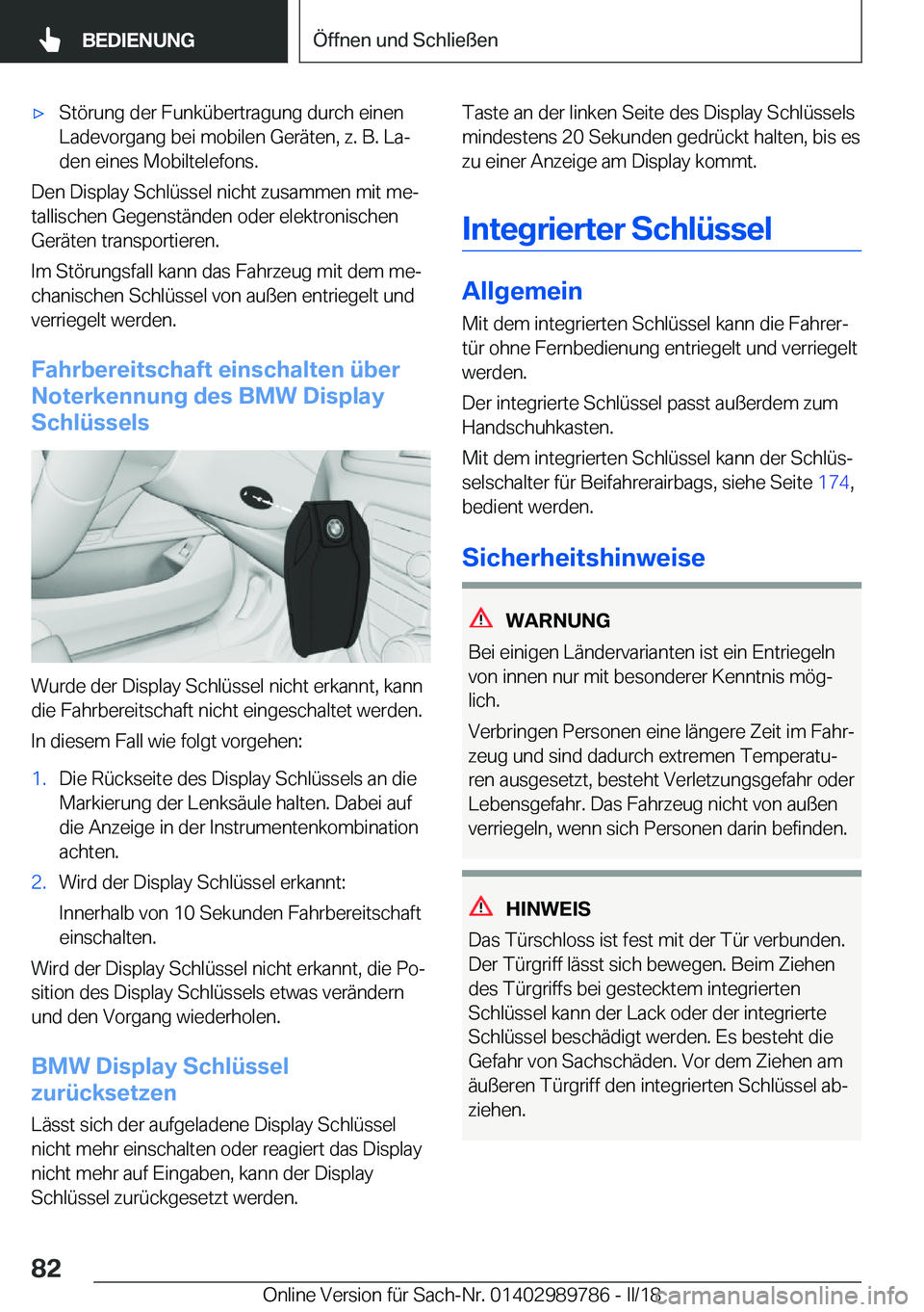 BMW M5 2018  Betriebsanleitungen (in German) 'x�S�t�ö�r�u�n�g� �d�e�r� �F�u�n�k�ü�b�e�r�t�r�a�g�u�n�g� �d�u�r�c�h� �e�i�n�e�n
�L�a�d�e�v�o�r�g�a�n�g� �b�e�i� �m�o�b�i�l�e�n� �G�e�r�ä�t�e�n�,� �z�.� �B�.� �L�aj
�d�e�n� �e�i�n�e�s� �M�o�b�