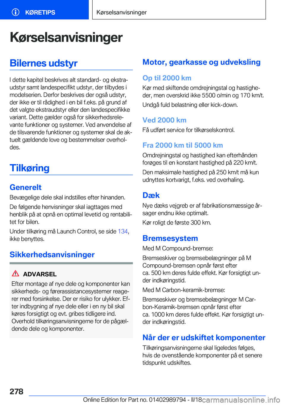 BMW M5 2018  InstruktionsbØger (in Danish) �K�