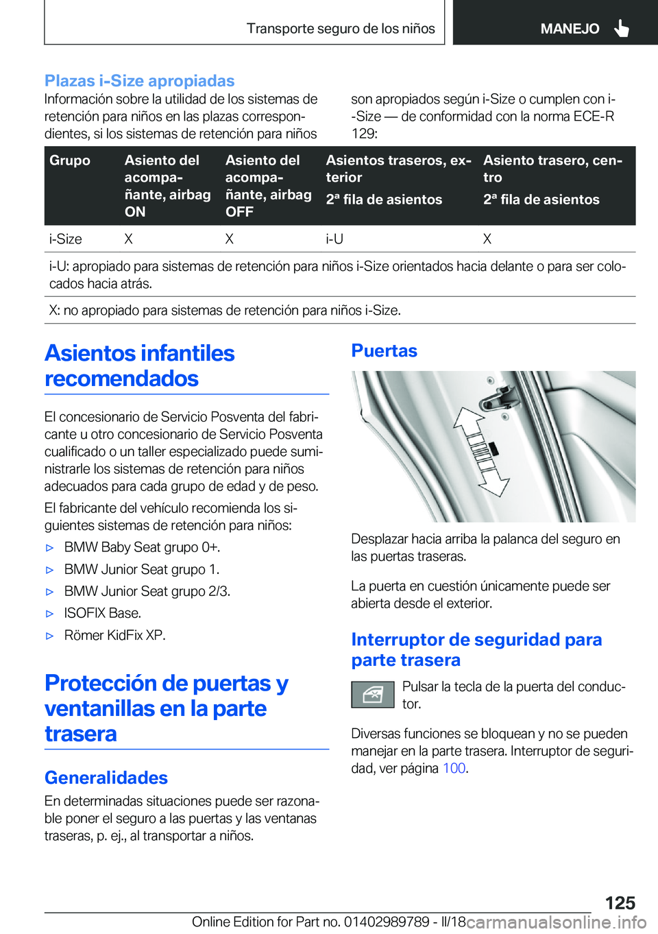 BMW M5 2018  Manuales de Empleo (in Spanish) �P�l�a�z�a�s��i�-�S�i�z�e��a�p�r�o�p�i�a�d�a�s�I�n�f�o�r�m�a�c�i�
