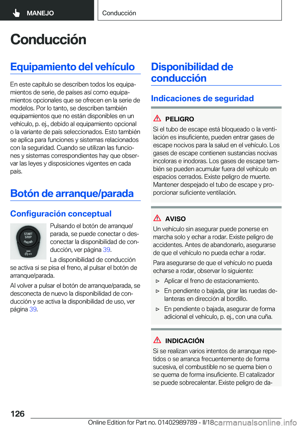 BMW M5 2018  Manuales de Empleo (in Spanish) �C�o�n�d�u�c�c�i�